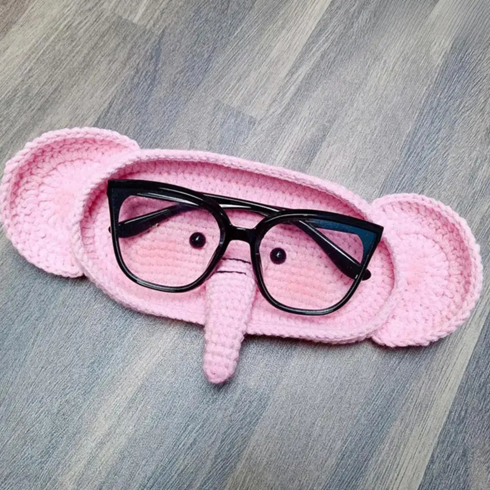 Handmade Crochet Eyeglasses Holder Cartoon Eyeglass Tray Funny Decorative Glasses Stand Crochet Bear Tray Desktop Decoration 250716