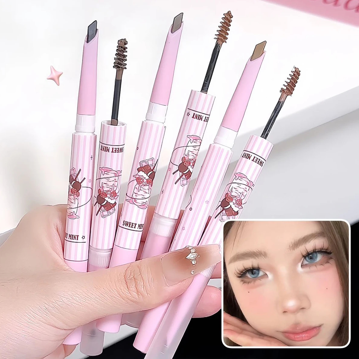 3D Eyebrow Dye Cream Gray Brown Double Head Eyebrow Pencil Long Lasting Waterproof Eye Brow Pen Tint Mascara Enhance Cosmetics 250712