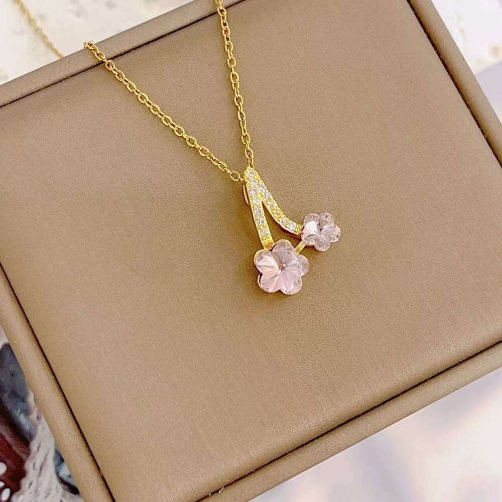 New Fashion Geometric Design Flower Necklace For Women, Light Niche High-End Sense Accessory, Summer Fresh Collarbone Chain Ed2