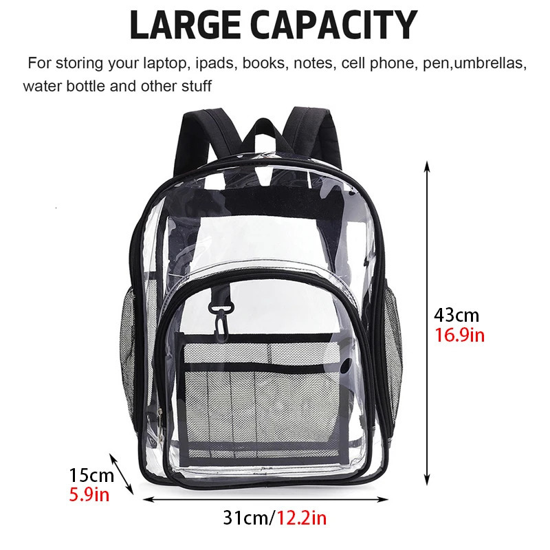 Transparent Shoulder Bag Unisex Fashion Simple Large Capacity Portable Backpacks Multifunctional Waterproof Male Female Knapsack 250714