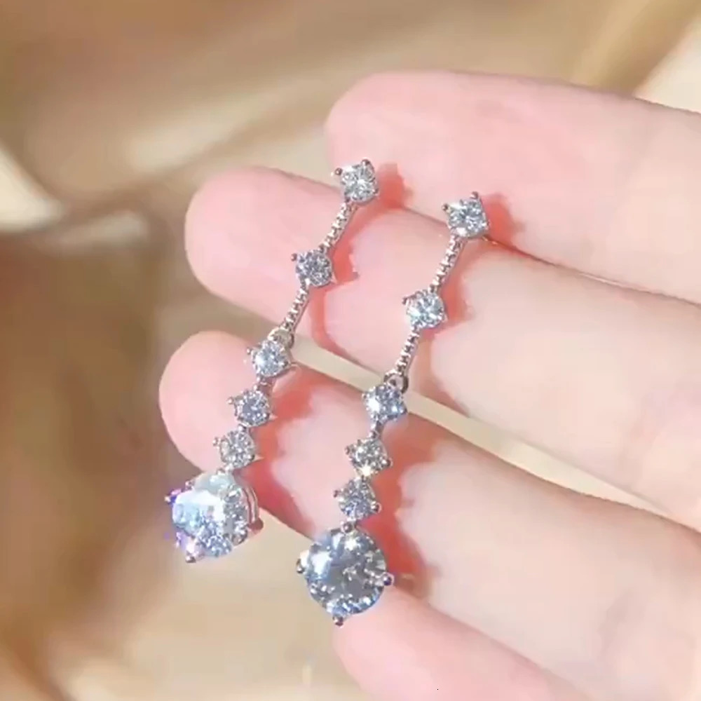 Real Long Tassel Earrings For Women Orginal 925 Silver Plate Pt950 3CT Lab Diamond Beating Heart Earring With GRA 250716