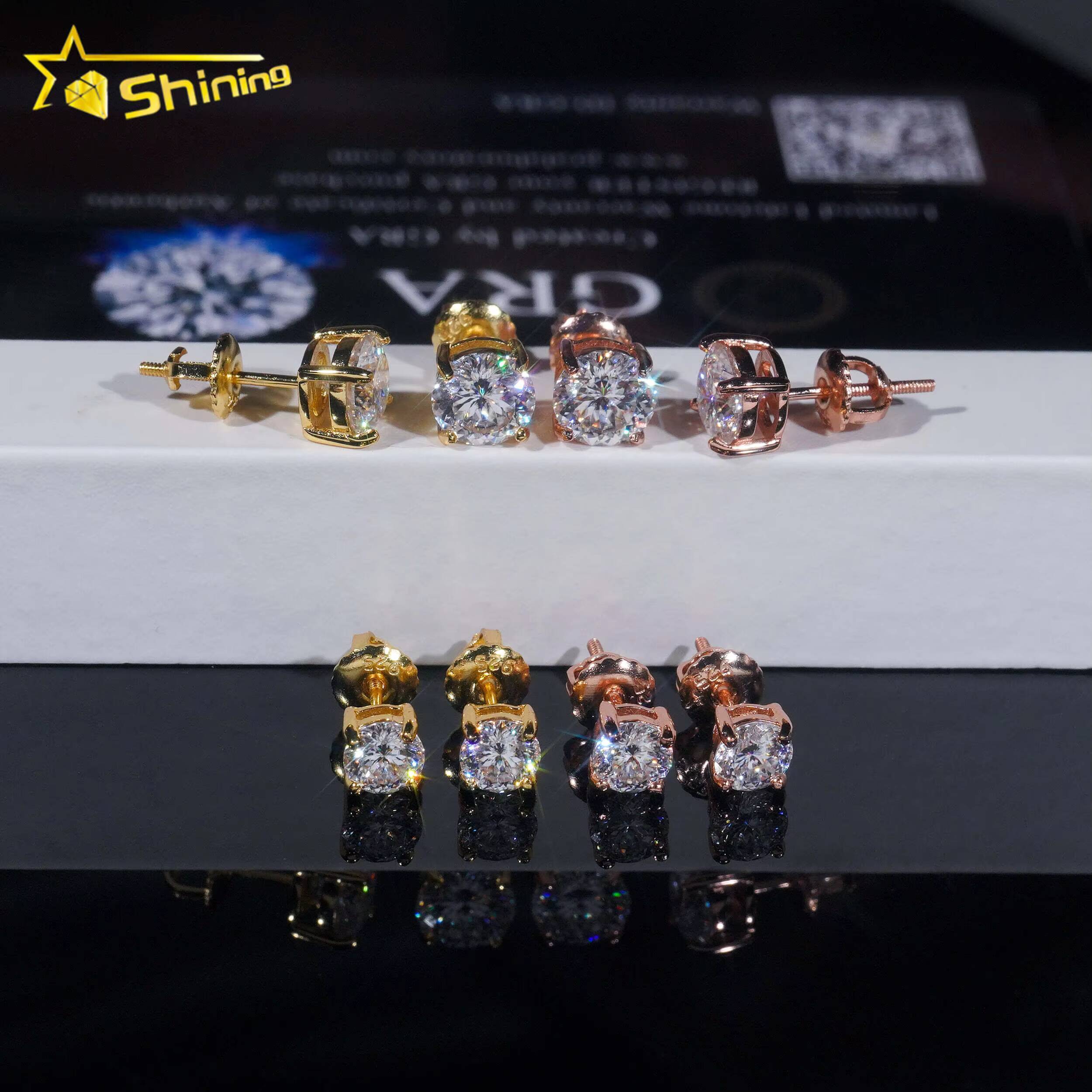 Cheap Price Fine Jewelry Earrings VVS Bird Nest Cut Moissanite Diamond Ear Studs Women 925 Silver Round Diamond Earrings