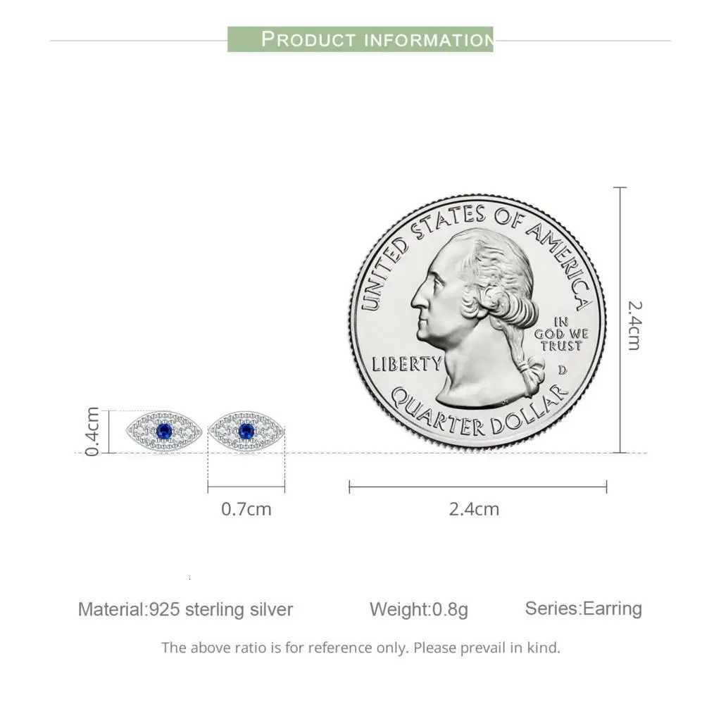 Bamoer Authentic 925 Sterling Silver Devil Eye Stud Earrings for Women Shiny Blue Gem Ear Studs Fine Jewelry Wedding Gift VSE165 y250715