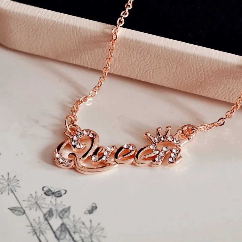 New Fashion Luxury Gold-Color Queen Crown Chain Necklace Zircon Crystal Women Jewelry Birthday Gift XJ250717