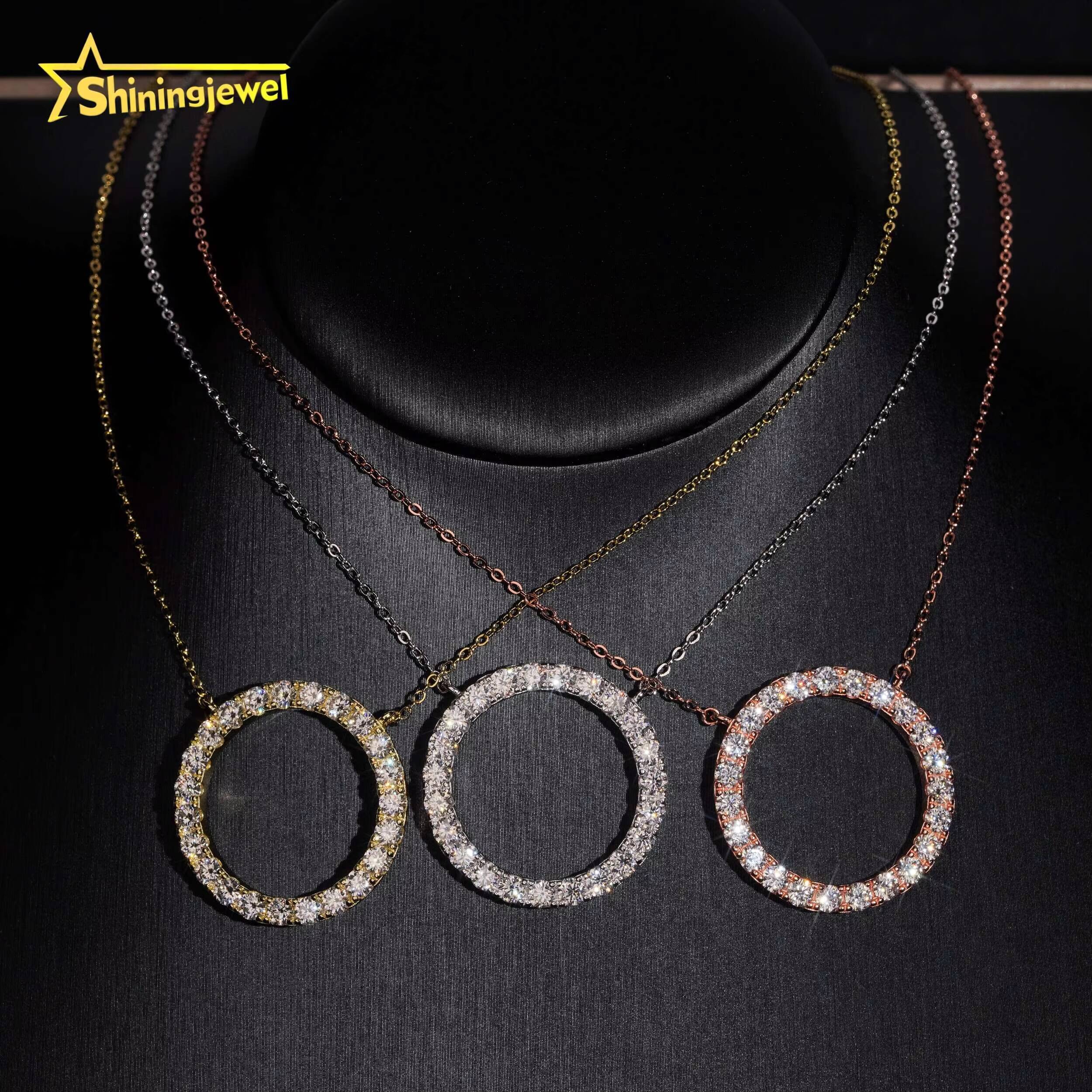 26mm Big Circle Women 925 Silver Jewelry Iced Out VVS D Moissanite Diamond Necklace Hip Hop Chain Anniversary Gift Daily Wear