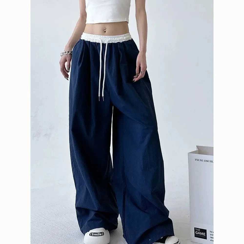 High Street Womens Wide Leg Pants Drawstring Y2K Gothic Hip Hop Womens Cargo Pants Hot Sweet Matching Female Trousers Summer New R250716