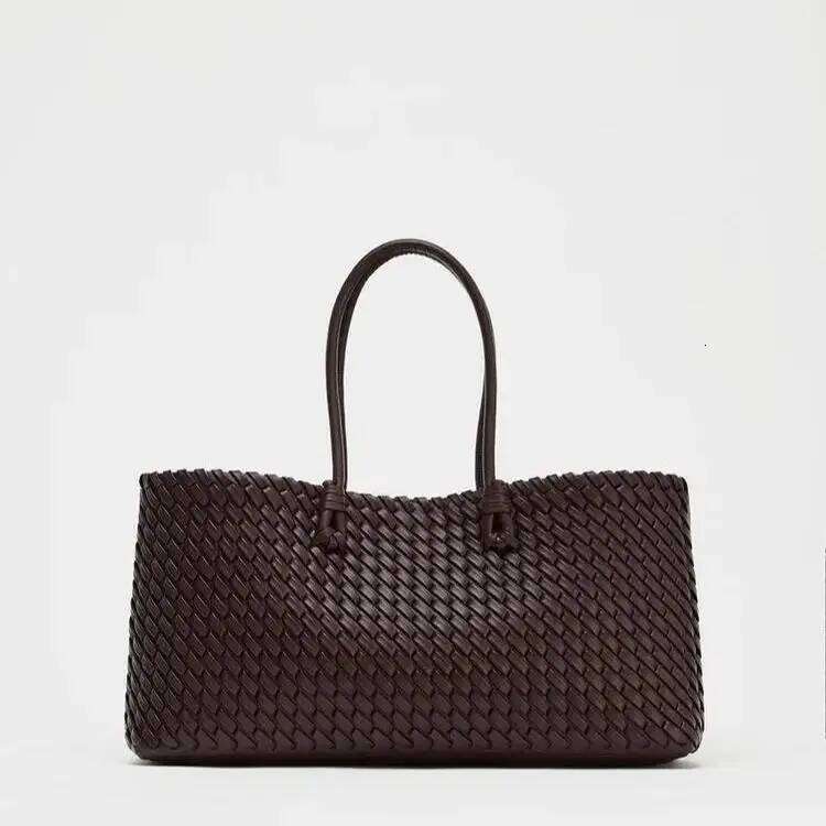 ELONGATED WOVEN SHOPPER BAG Fashionable Top Handle Tote Bag, Women's Shoulder Handbags Design for Everyday Style