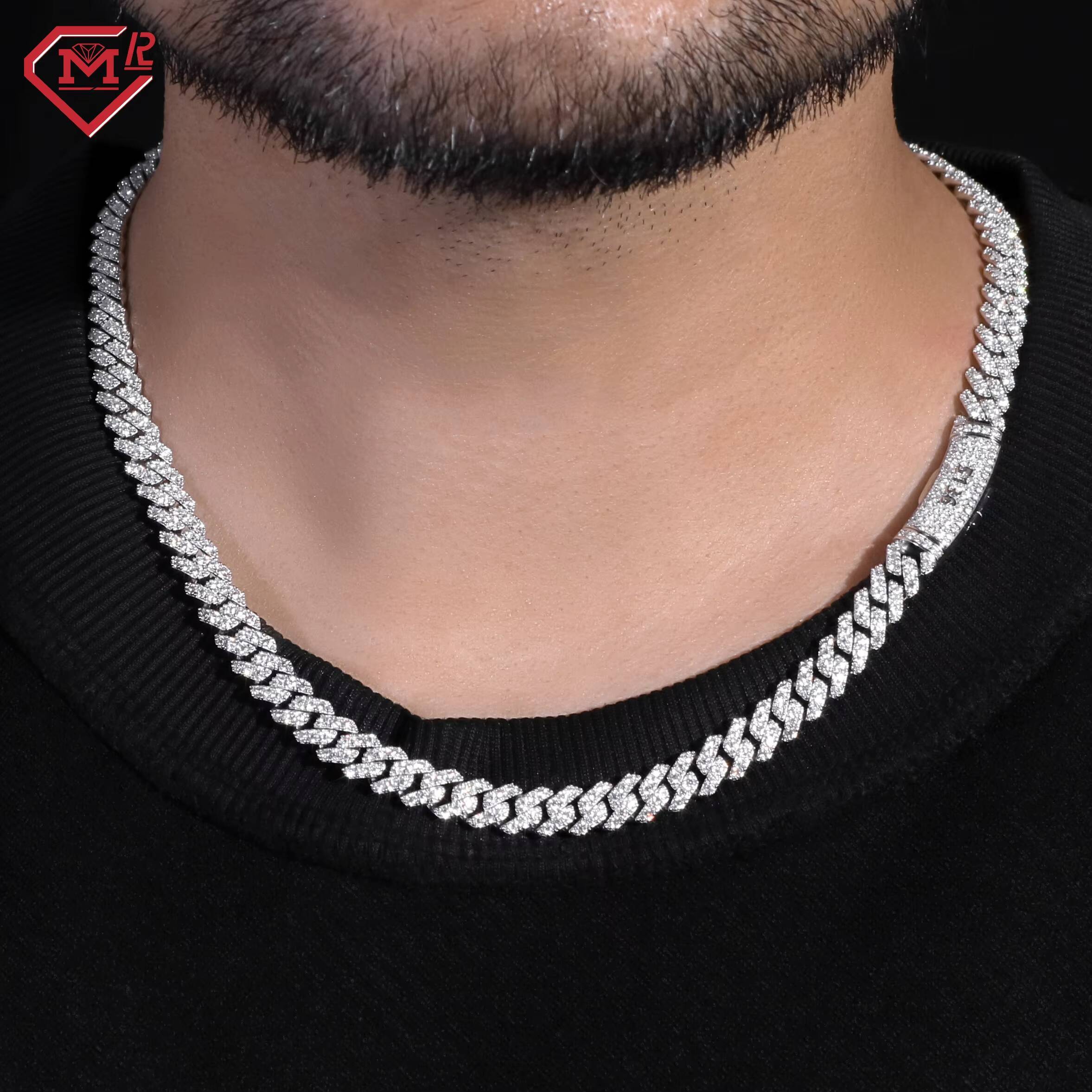 Hip Hop Jewelry Cuban Link Chain 925 Silver Custom Iced Out Clasp Gra Certified VVS Moissanite Cuban Chain