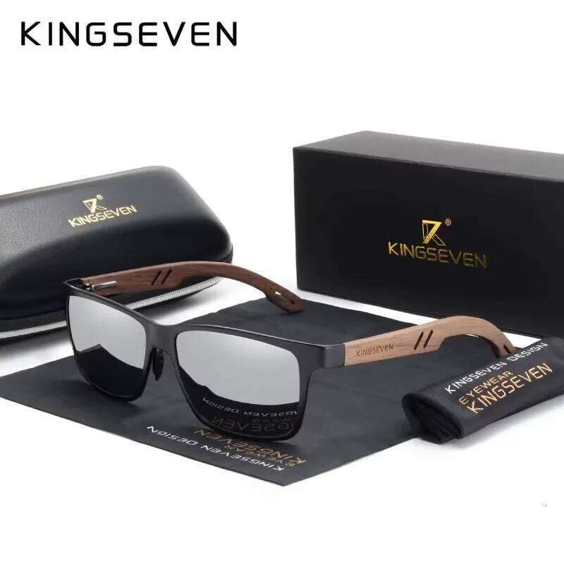 KINGSEVEN Brand Wooden Sunglasses High Quality Rectangle Frame Men Women's UV400 Polarized Lens Glasses Retro Eyewear