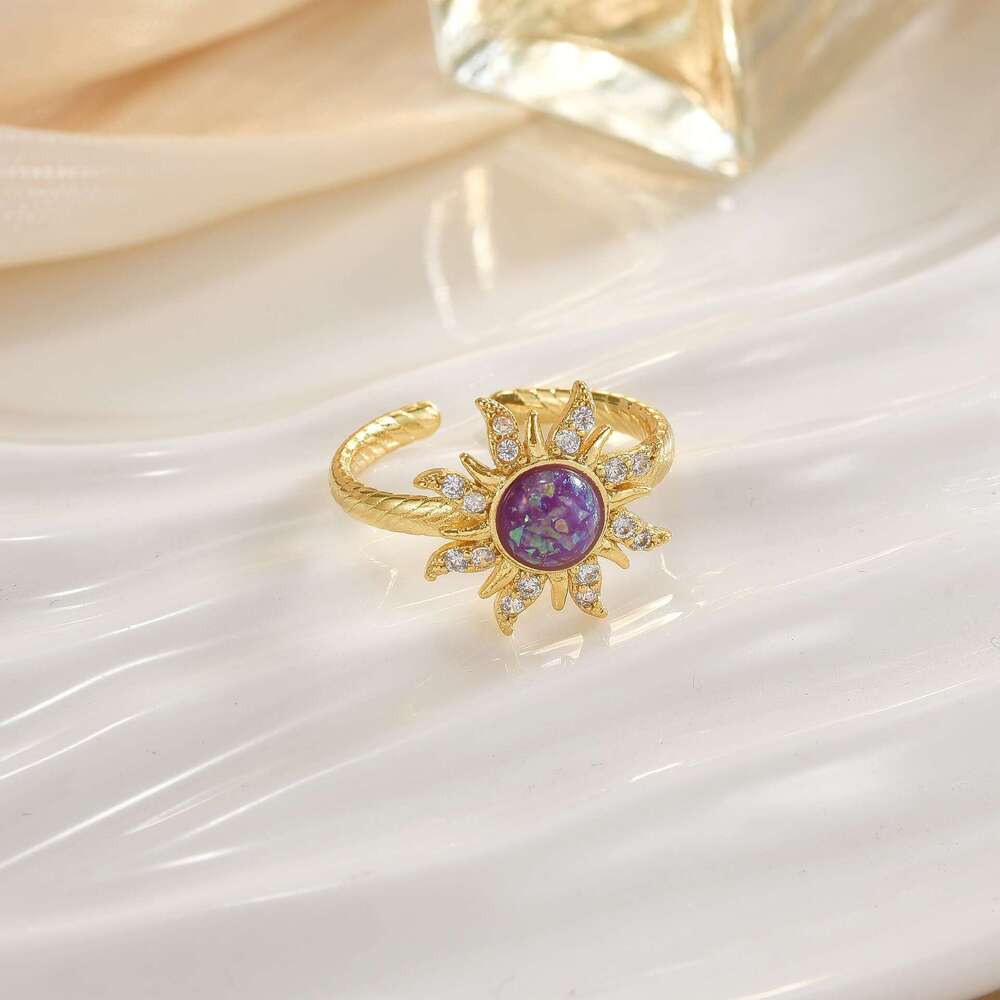 Amazon Shein Sun Heart Crown Geometric Design Light Luxury Fashion Ring Women's Jewelry E8e
