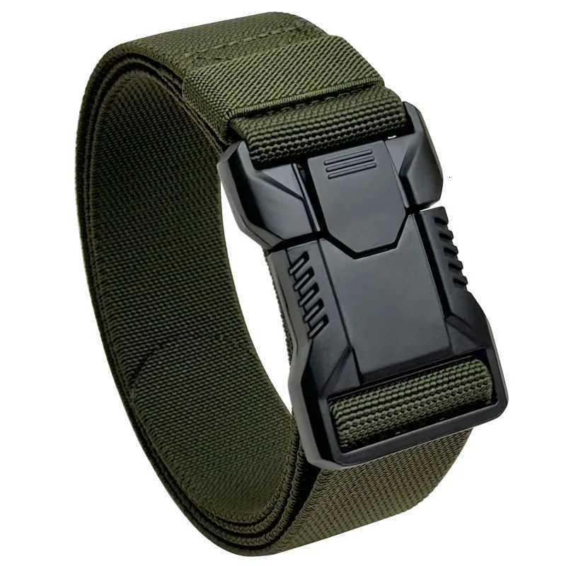 Mens Tactical Belt Elastic Webbing - Military Nylon Stretch Breathable Waistband for Outdoor Training Pants W250717