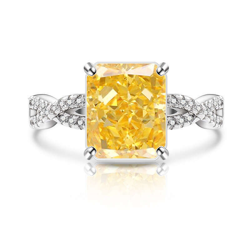 Colored Diamond Ice Flower Cut High Carbon Zircon Ring Paraiba Live Streaming 769