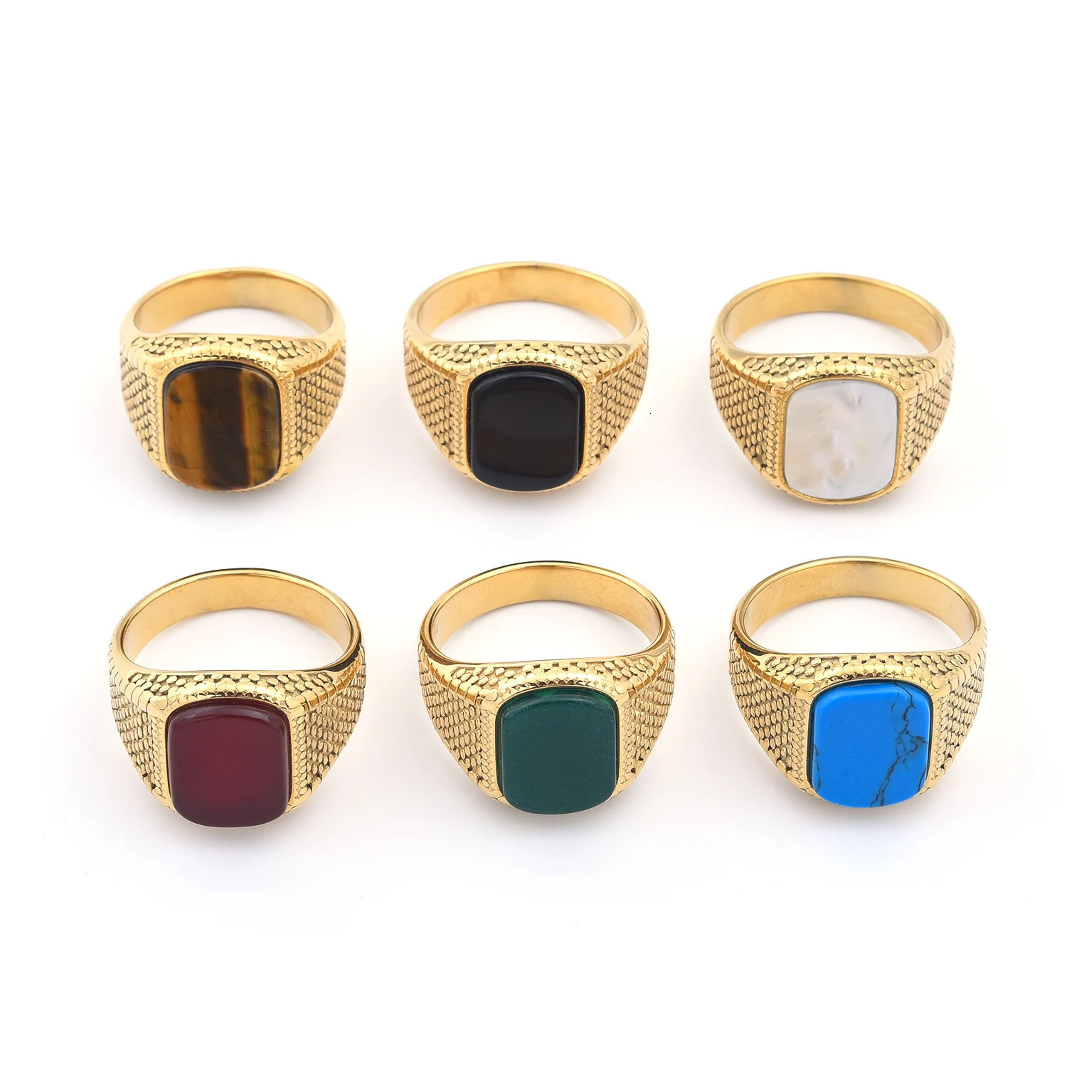 Mens High Quality Stainless Steel Multiple Color Gemstone Styles Onyx Rings Jewelry Professional Factory Made 250716