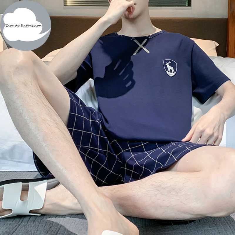 Summer Plus 4XL Knitted Pjs Short Sleeve Mens Pajamas Sets Male Pajama Set Plaid Pajama For Men Sleepwear Suits Homewear Fashion W250717