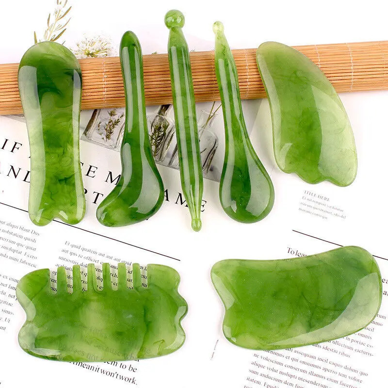 7 Pcs Natural Resin Gua Sha Scraper Board Scraper Comb Facial - Guasha Board Set Body Health Care Spa Massage 250716