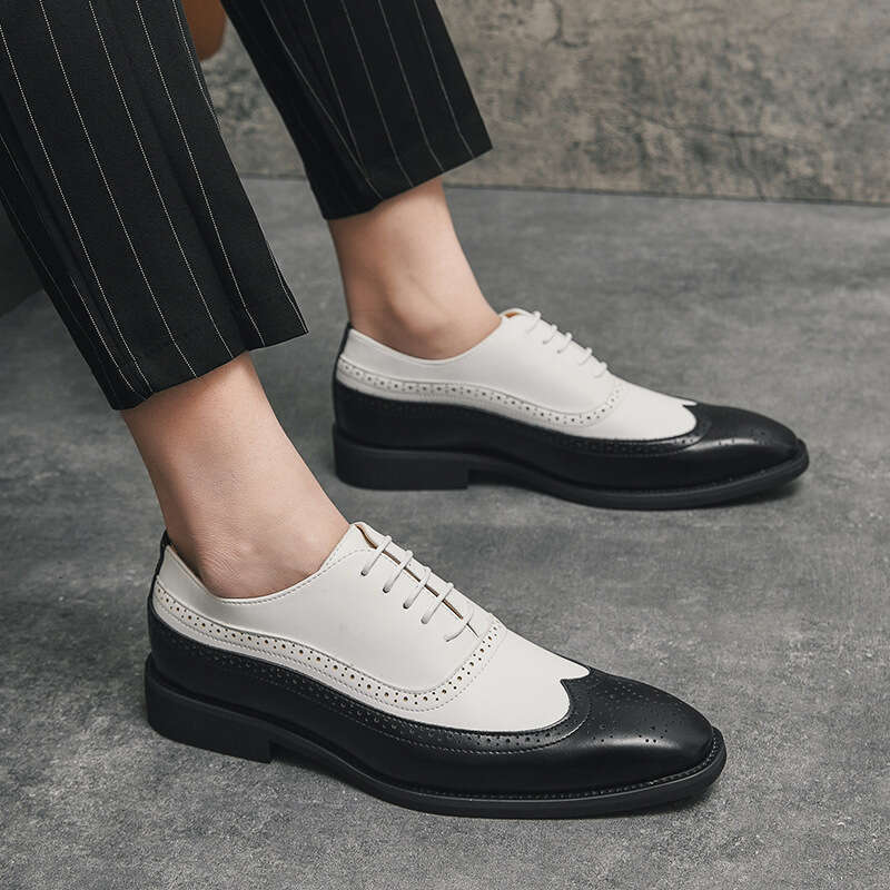 Kebuluo Square Toe Leather Double Color Matching Men's Large Size Business Formal Casual Shoes