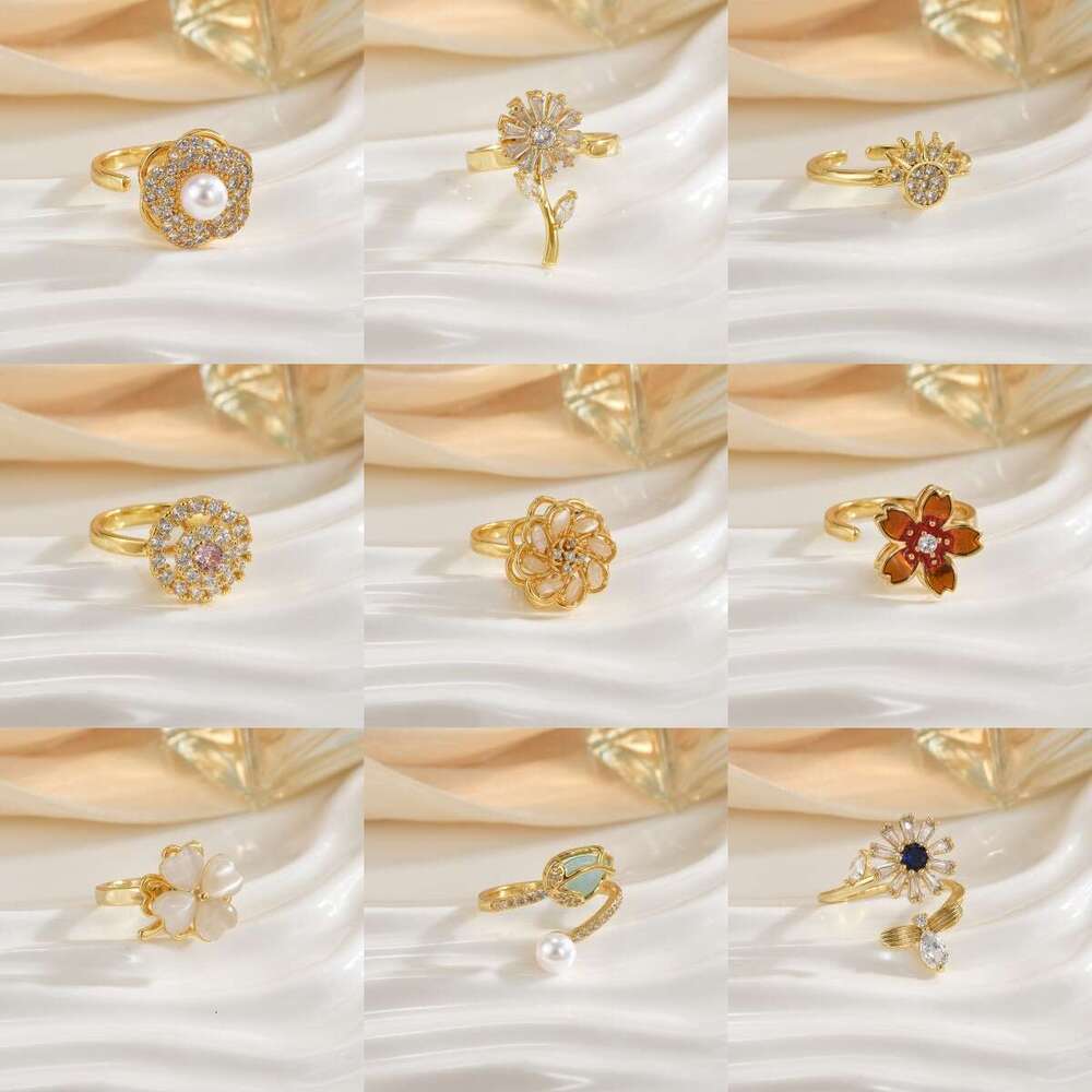 Rotating For Women With Micro Pave Zircon, Elegant And Cool Style, High-End Feel, Versatile Full Diamond Round Ring Jewelry 8C8