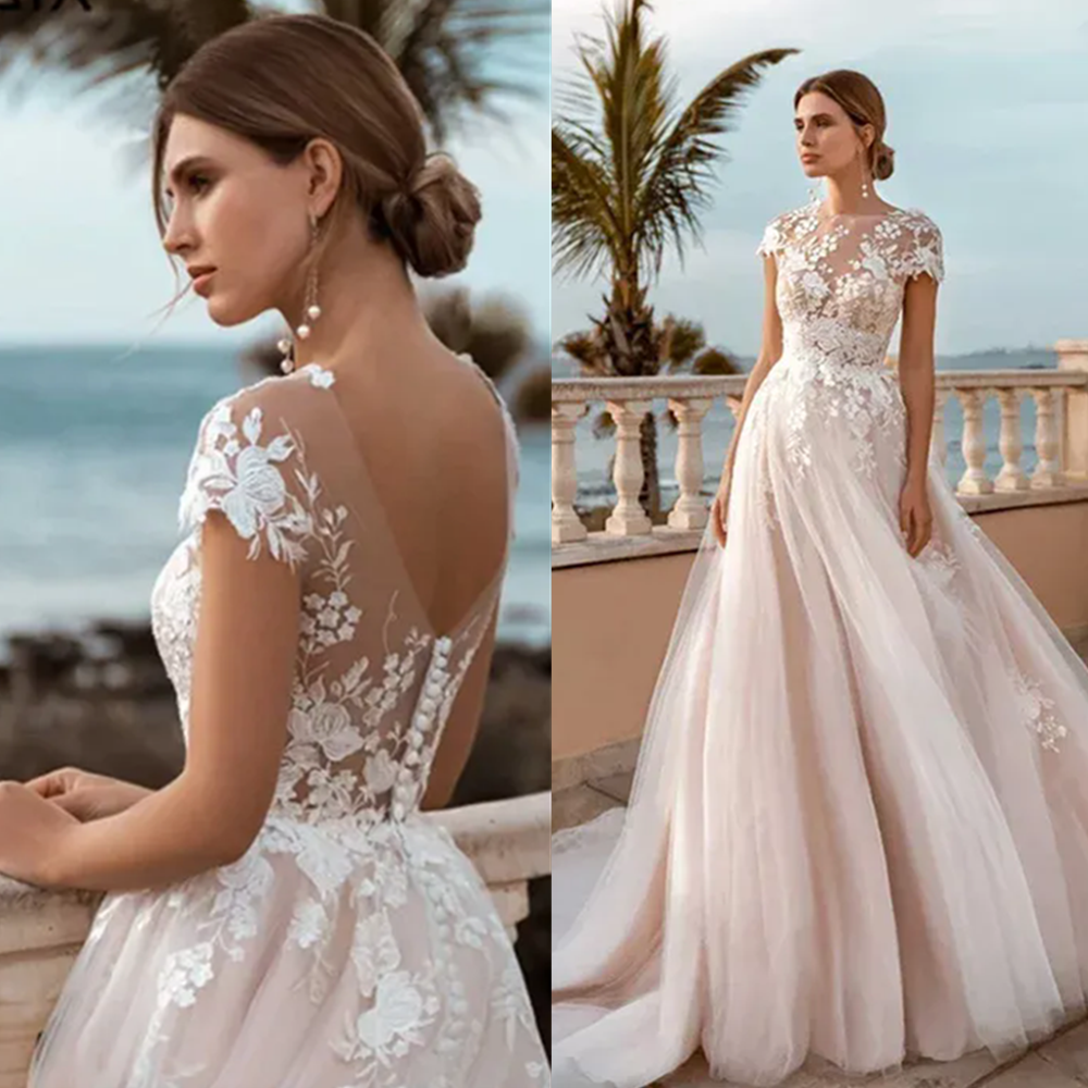 Princess Wedding Dress Off The Shoulder Backless Straps Sleeveless Floral Sweep Train 2025 Lace Appliques Bridal Gowns Robe De Mariage Garden Plus Siz