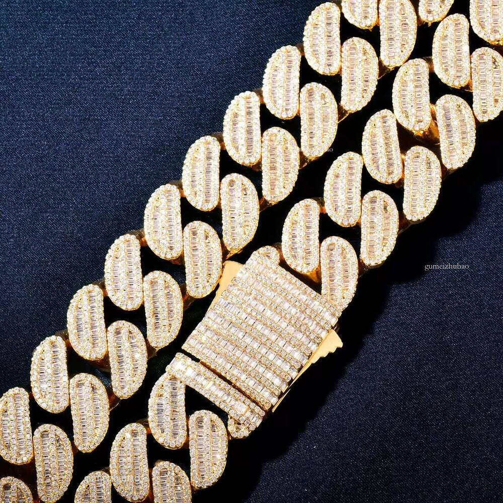 Hip hop braceletTop jewelry bracelet necklaceCustom 16mm Vvs Moissanite Iced Out Dia Necklace Arc Sterling Sier Baguette Cuban Chain