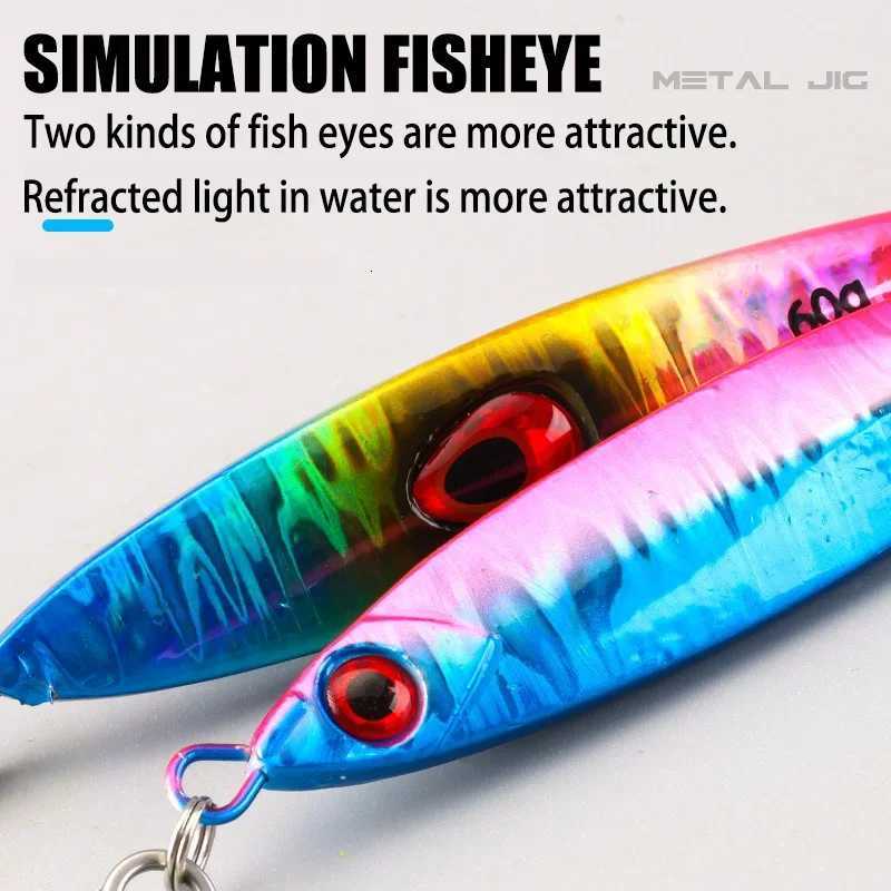 1Pcs Jigging Lures 40g 60g 80g Metal Jig Sinking Pitch Biomimetic Fish Iron Plate Bait Boat Fishing Sea Fishing Mackerel Tuna Z250717