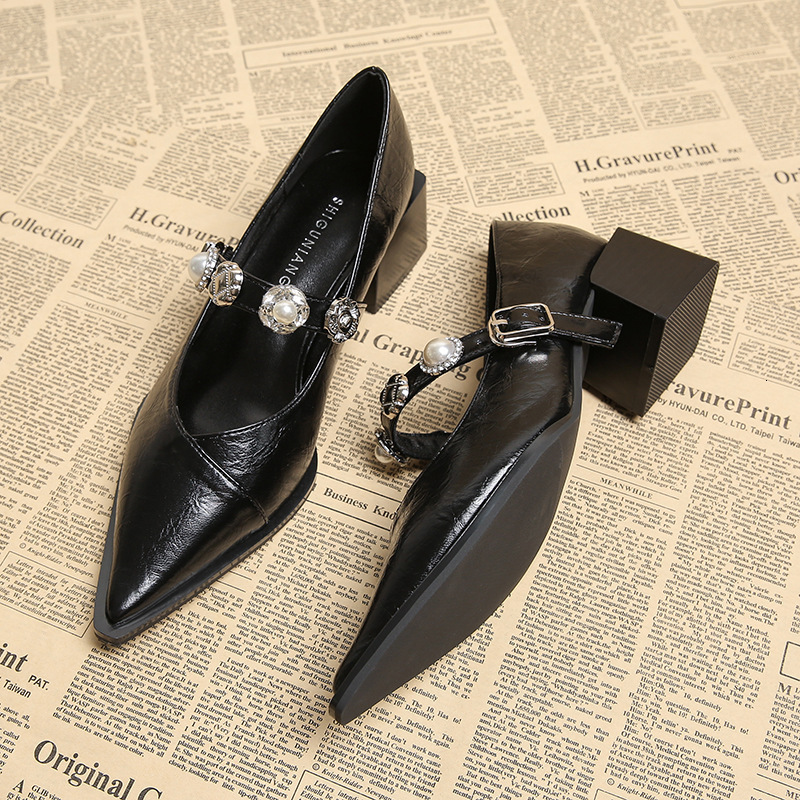 1665-5 Comfortable High Heels with a Sense of Sophistication, 2025 New Shallow Mary Jane Versatile Single Shoes ddmysaturn