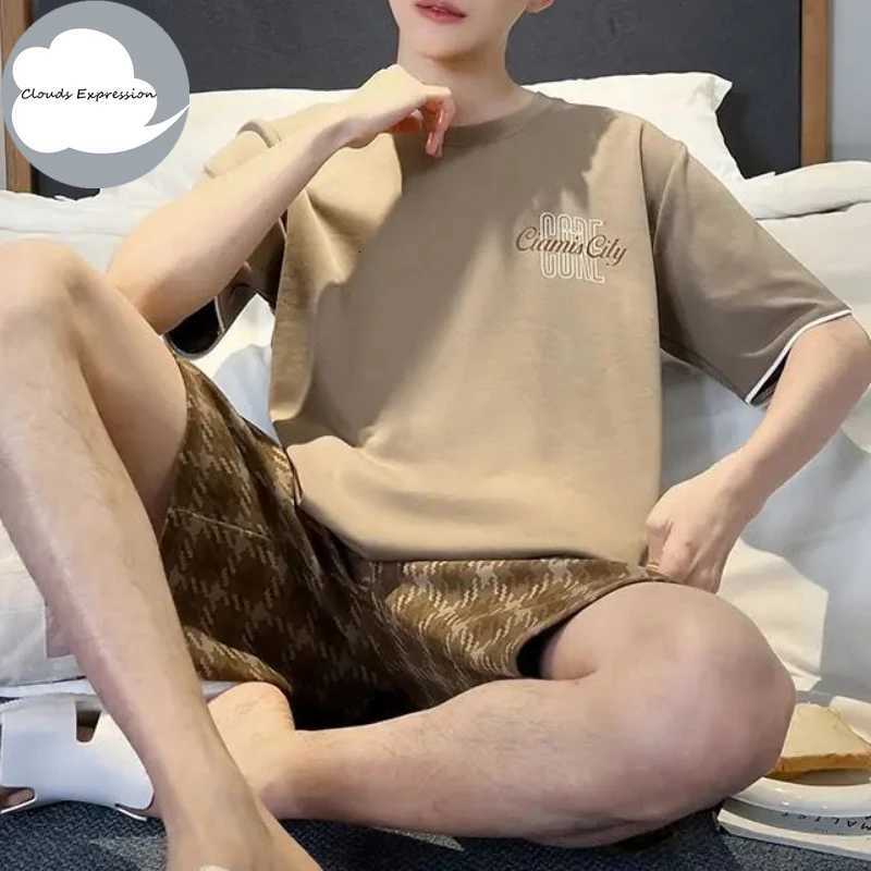 Summer Plus 4XL Knitted Pjs Short Sleeve Mens Pajamas Sets Male Pajama Set Plaid Pajama For Men Sleepwear Suits Homewear Fashion W250717