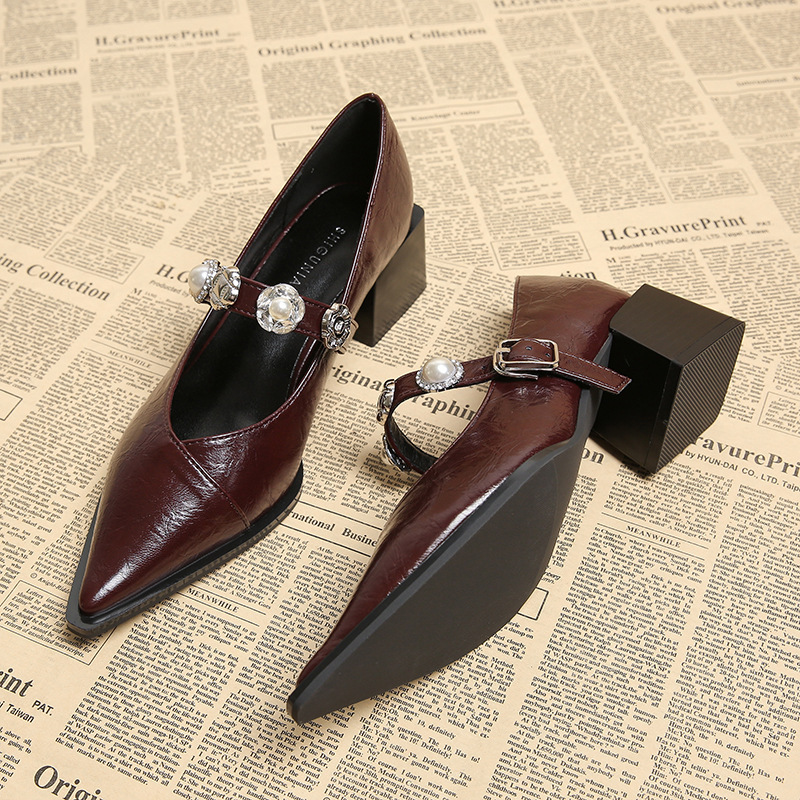 1665-5 Comfortable High Heels with a Sense of Sophistication, 2025 New Shallow Mary Jane Versatile Single Shoes ddmysaturn