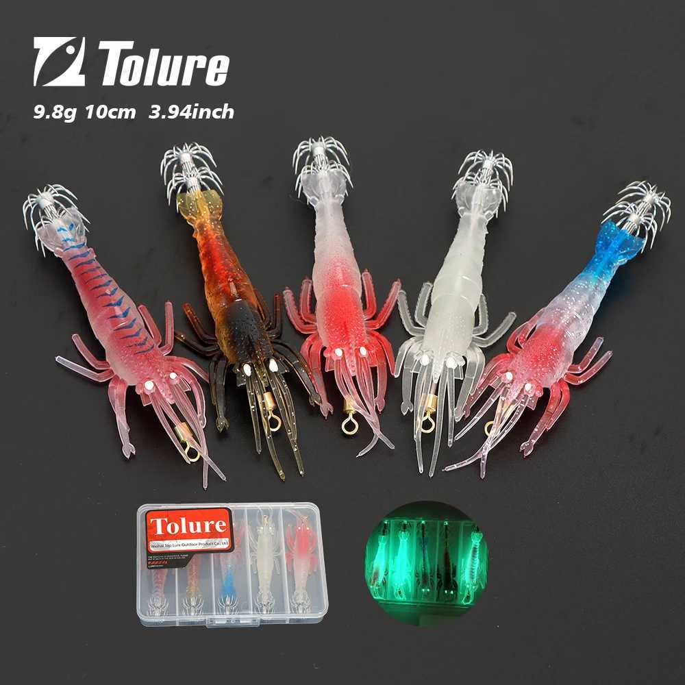 TOLU 2024 New Soft squid bait 9.8g/10cm 5pcs/pack Luminous squid Jig Fishing Lure Artificial bait For Webfoot Octopus Cuttlefish Z250717