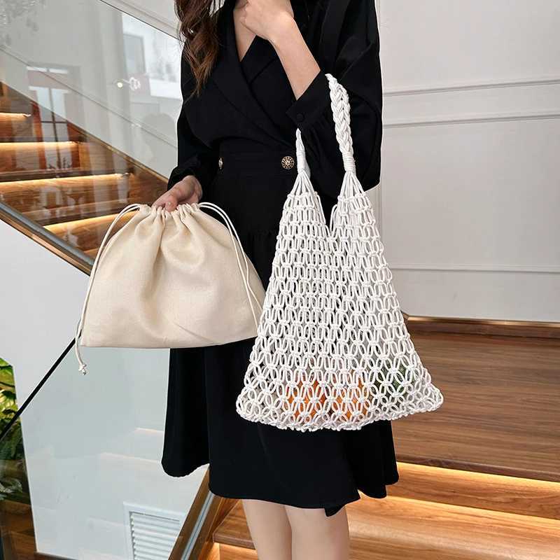 Women Large Capacity Straw Handbag Totes Hollow Out Shoulder Bags Vintage Travel Beach Bag Shopping Pack Z250717