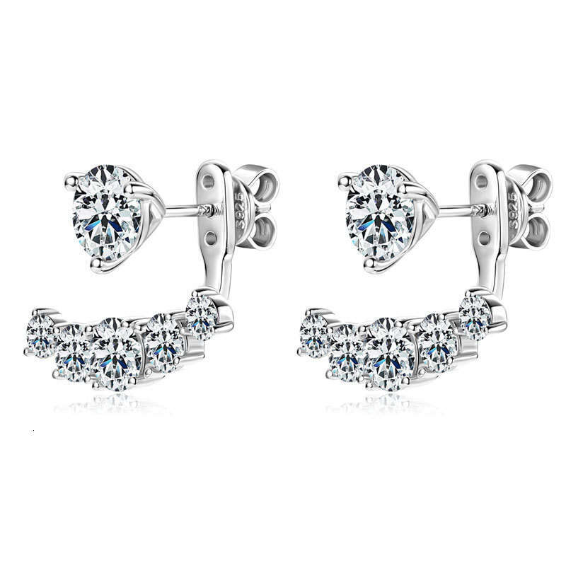 S Pure Sier Niche Double-Wear Full Dia For Women Fashion Commuting Korean Style Moissanite Earrings Gift Bbf