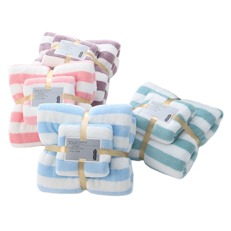 2-piece bath towel set ultra-soft highly absorbent quick-drying coral fleece bath towels customized for home hotel and spa use