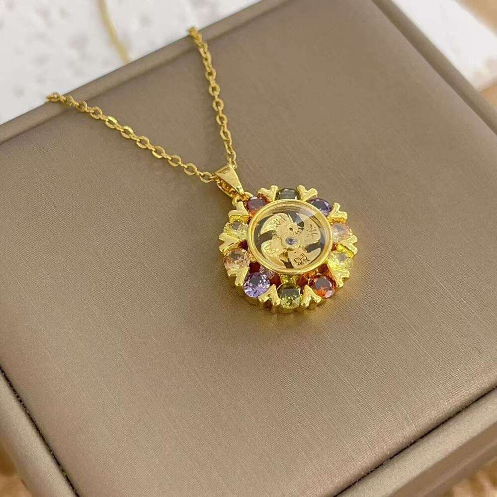 Micro-Inlaid Colorful Zirconia Trendy Fashion Versatile Hot-Selling Sun Pendant Necklace For Women C34