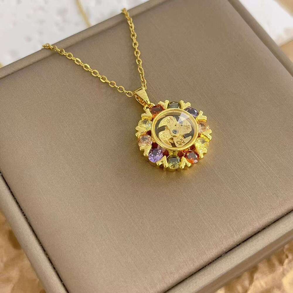 Micro-Inlaid Colorful Zirconia Trendy Fashion Versatile Hot-Selling Sun Pendant Necklace For Women C34