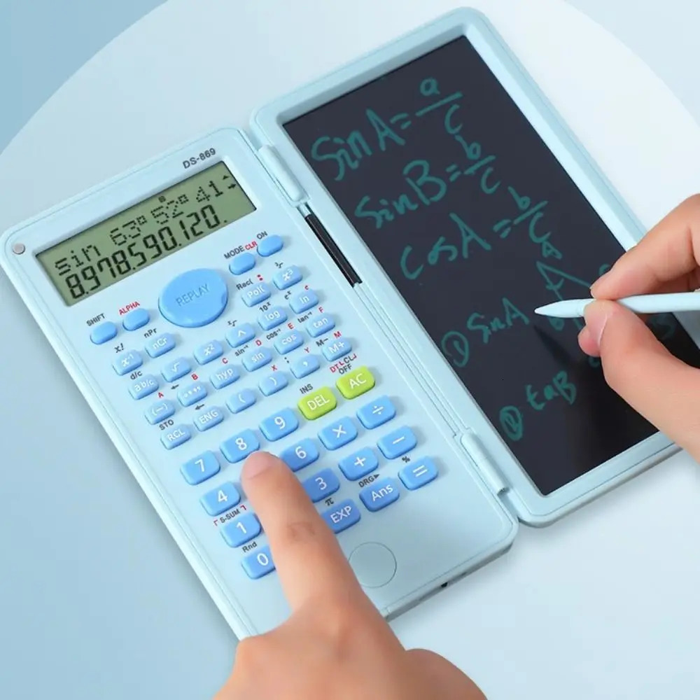 2 IN 1 Scientific Calculator with LCD Notepad 12 Digits Math Calculator Portable Foldable Handwriting Board School Office 250717