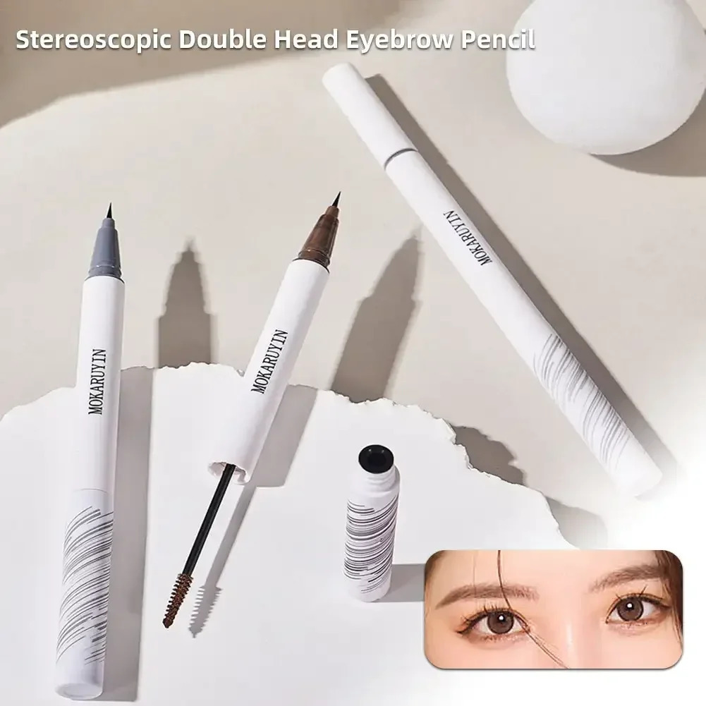 Liquid Eyebrow Pencil Dye Eyebrow Cream 2 in1 Waterproof Lasting Smooth Eyeliner Lying Silkworm Ultra Fine Eyebrow Tattoo Makeup 250712