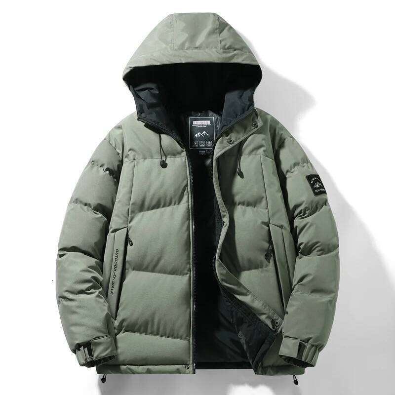 High Quality Down Jacket 2024 Winter New Fashion Shoulder Print Design Warm Cotton Trendy Brand Men's Coat