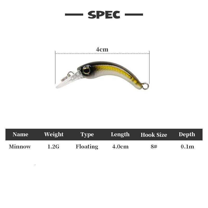 LETOYO Floating Injured Fishing Lure 40mm 1.2g Micro Lures Artificial Minnow Bait Wobblers For Trout Bass Perch Z250717