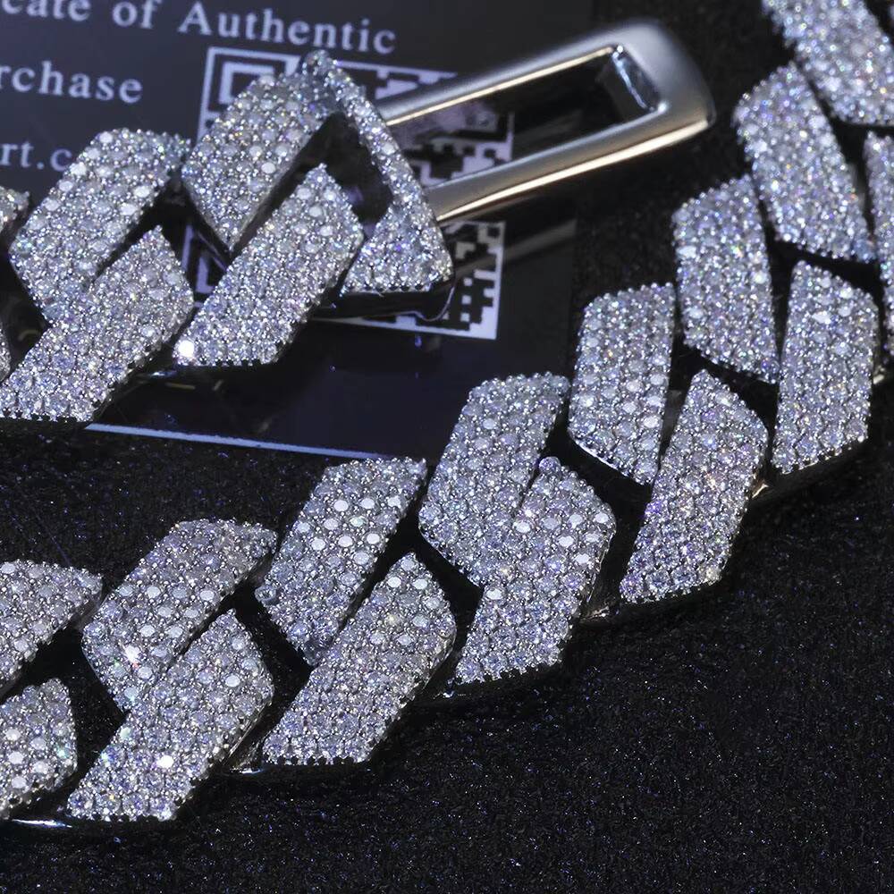 15MM Iced Out Cuban Chain Necklace Men Hip Hop Jewelry Shiny VVS Moissanite Diamond 925 Sterling Silver Cuban Link Chain