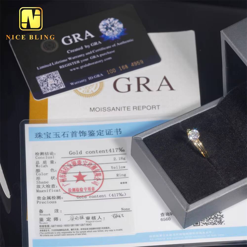 Ladies Jewelry Diamond Wedding Rings Women 10K Real Gold Round Cut VVS Moissanite Engagement Rings for Women
