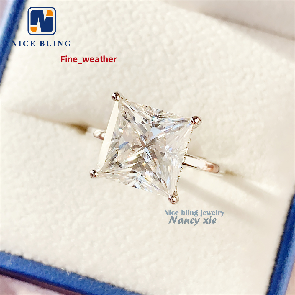 Moissanite Engagement Ring Solid Gold Jewelry Princess Cut Moissanite Ring Engagement Wedding Moissanite Ring