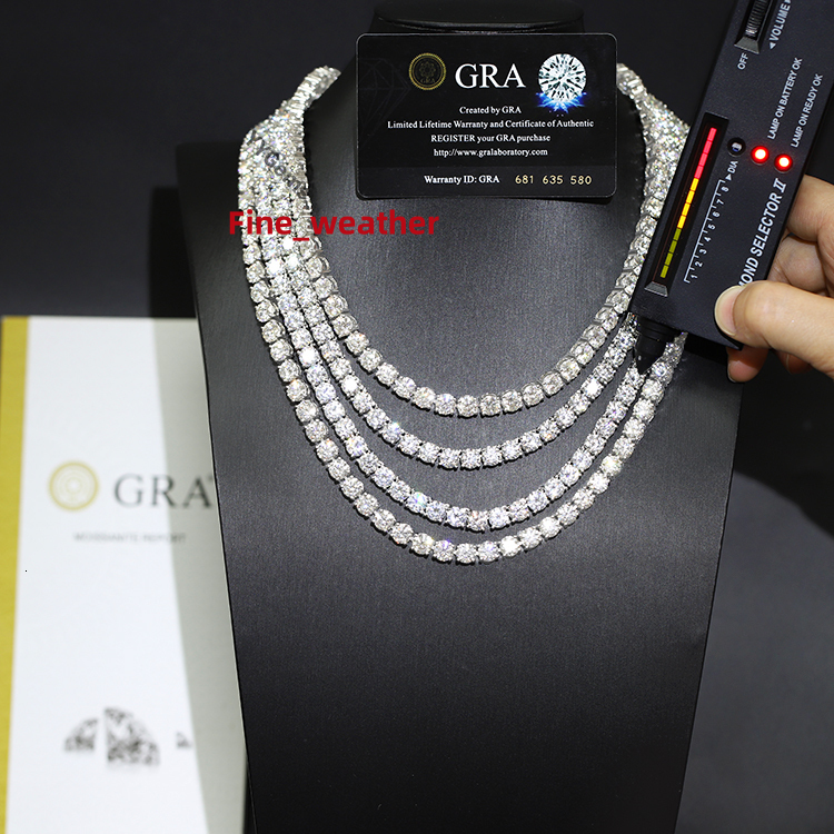 Wholesale Price in Stock 925 Sterling Silver VVS Mossanite 2mm--6.5mm VVS Diamond Women/mans Necklace Moissanite Tennis Chain