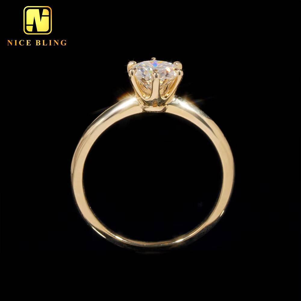 Classic Diamond Wedding Rings Women Round Cut 10K Gold VVS Moissanite Wedding Engagement Ring for Women