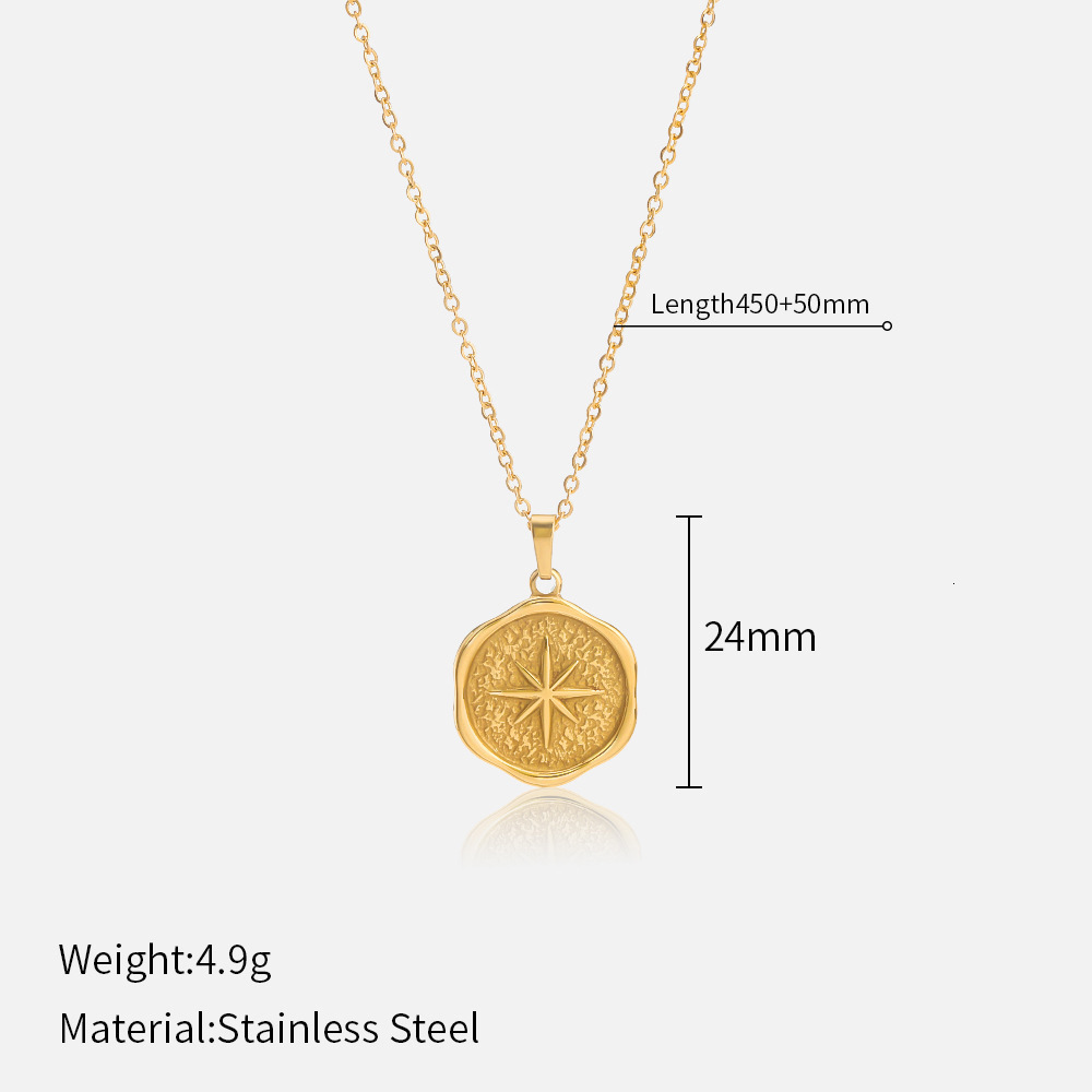 French Style Twisted Star Moon Stainless Steel Necklace Personality Fashion Womens Metal Pendant Titanium Steel Necklace