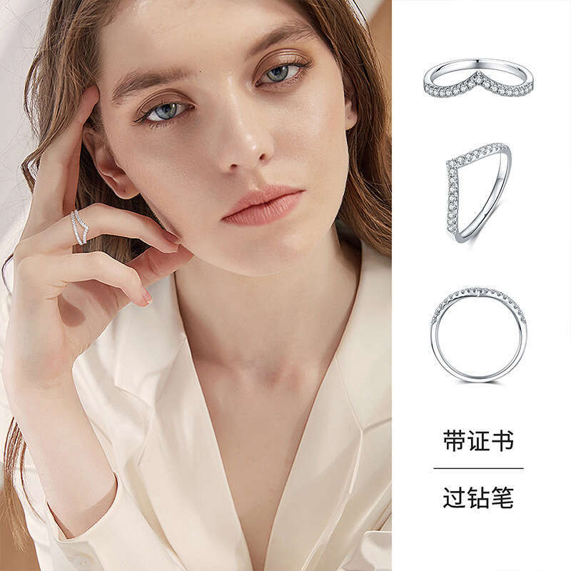 Trendy Hot-Selling Fashion Ins Moissanite S Pure Silver Gold-Plated Qixi Festival Stackable Ring Gift For Girlfriend Ba2