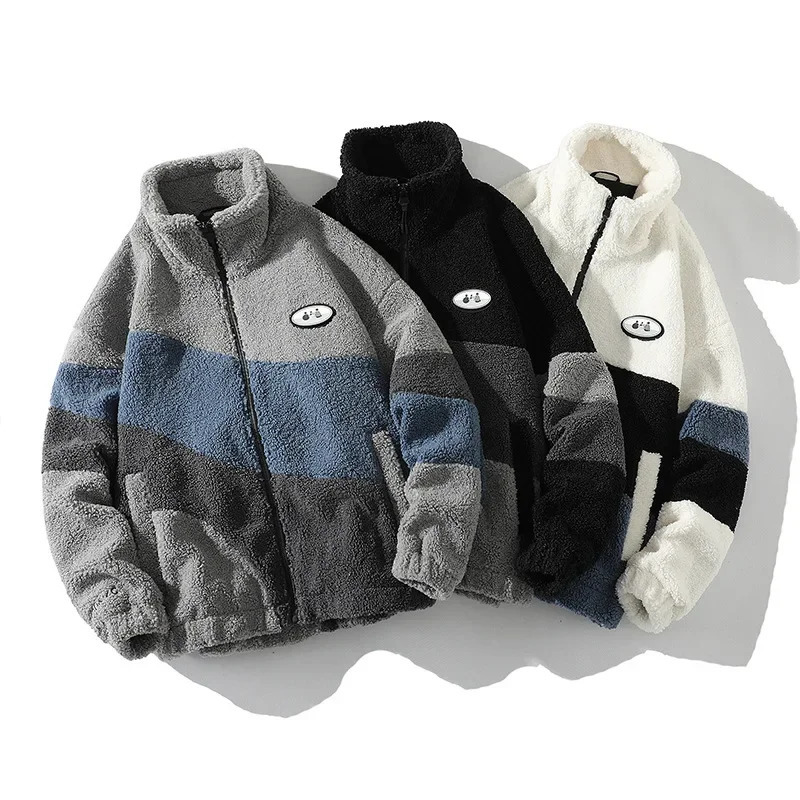Autumnwinter Couple Lambswool Jacket Fashionable Casual Stand Collar Mens Loose-fit Cross-border 250715