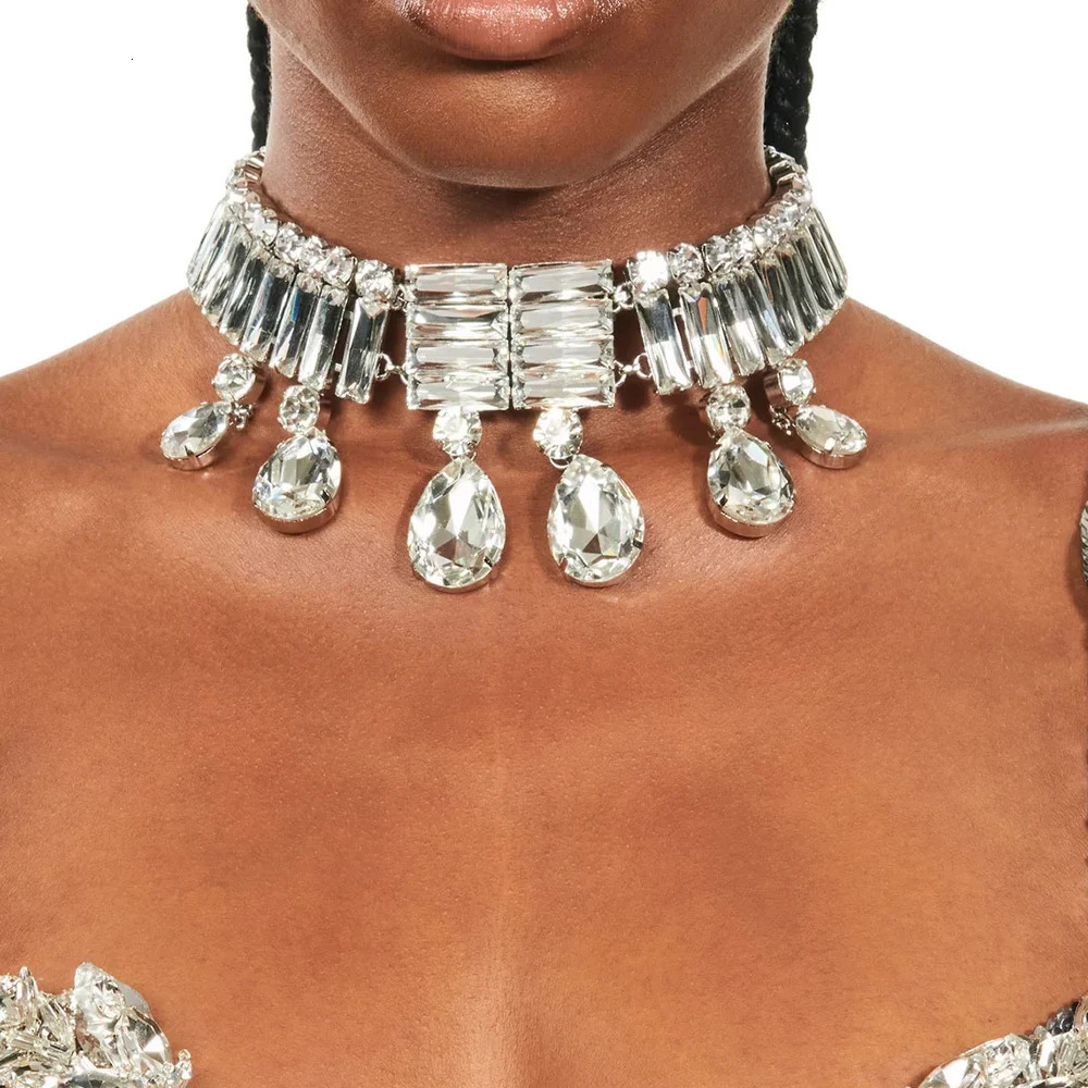 Stonefans Exaggerate Large Crystal Choker Neckalce Statement Accessories Water Drop Rhinestone Collar Choker for Women 250716