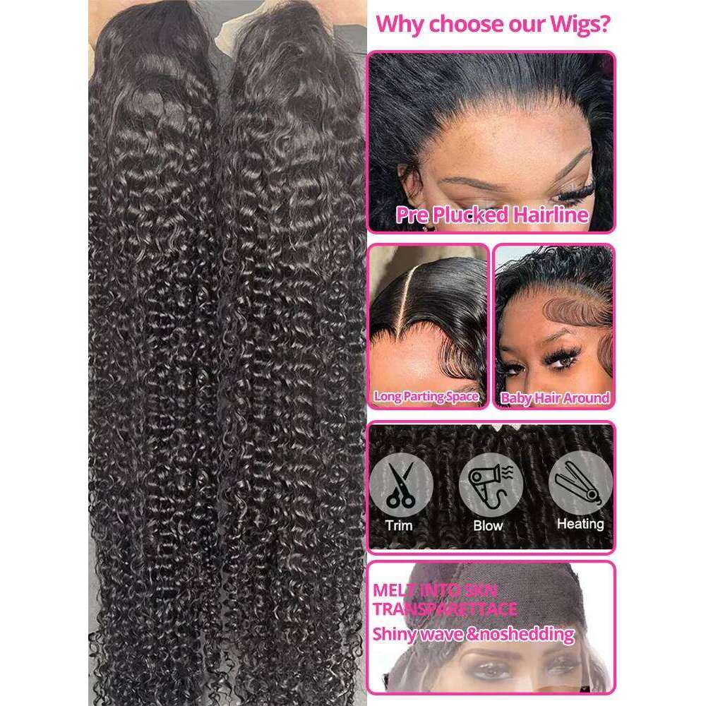 Water Glueless Human Hair Curly 13x6 13x4 Frontal 250% Deep Wave Wigs Wear Go 7x5 HD Lace Closure Wig Sale CEXXY