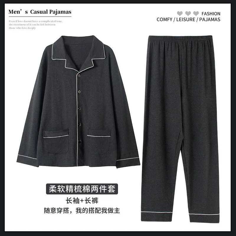 Extra Large Size Pajamas Suit Men Spring Autumn Cotton Fat Long-sleeved Cardigan Homewear Set Oversized 65Kg Loungewear Male W250717