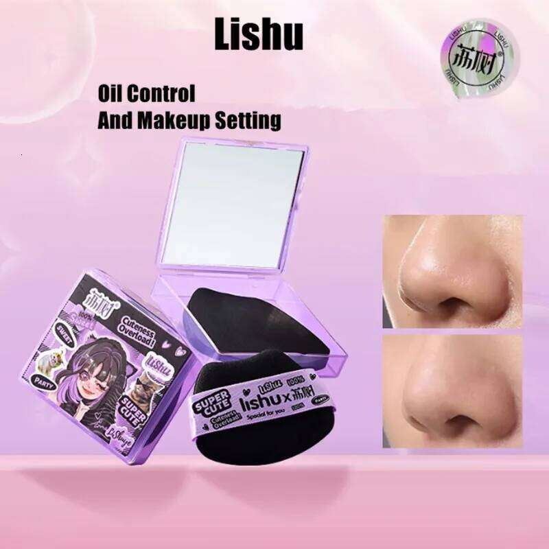 LISHU Bamboo Blotting Papers With Makeup Puff Mirror Refreshing Portables Control Tool Kits Facial Oil Absorbing Sheets Care X250717
