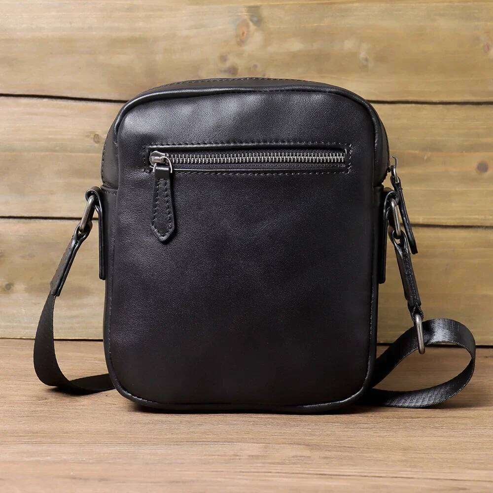 Trendy Korean Style Men's Leather Shoulder Casual Simple Crossbody Bag Wholesale Motorcycle Equipment Accessories